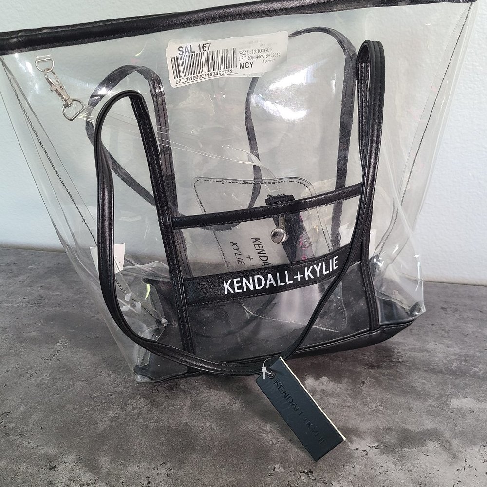 Kendall and Kylie clear pool tote bag black trim